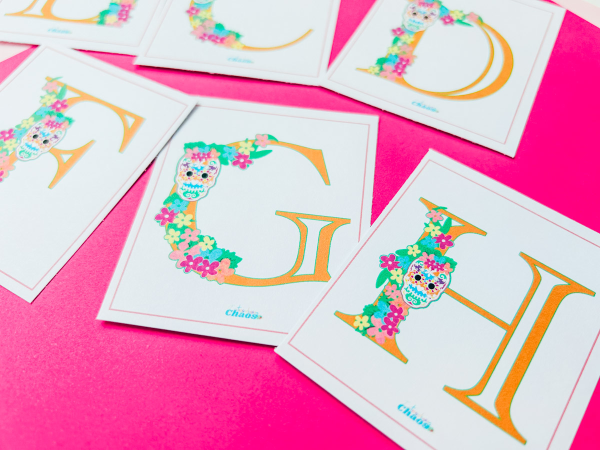 Halloween Sugar Skull Alphabet Flashcards