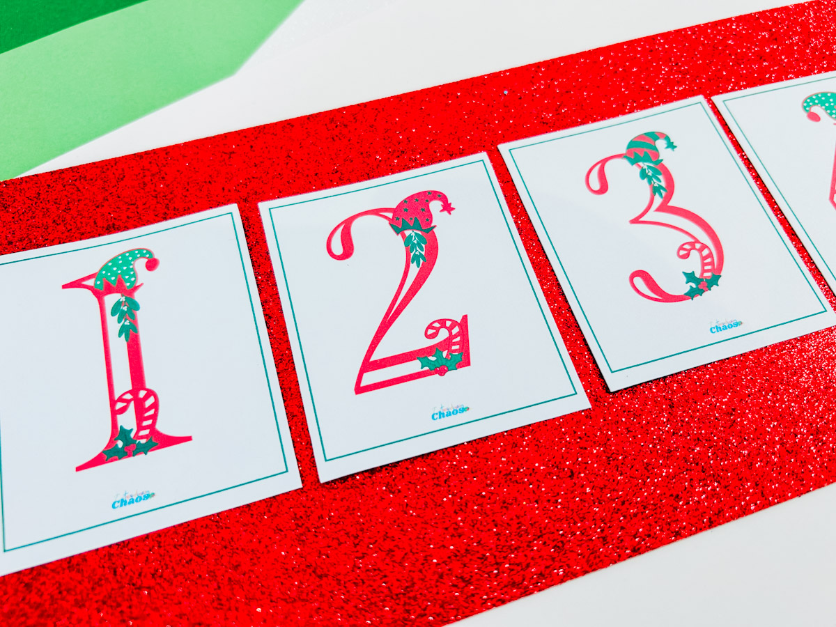 Number Flash Cards Elf themed for Christmas Activity