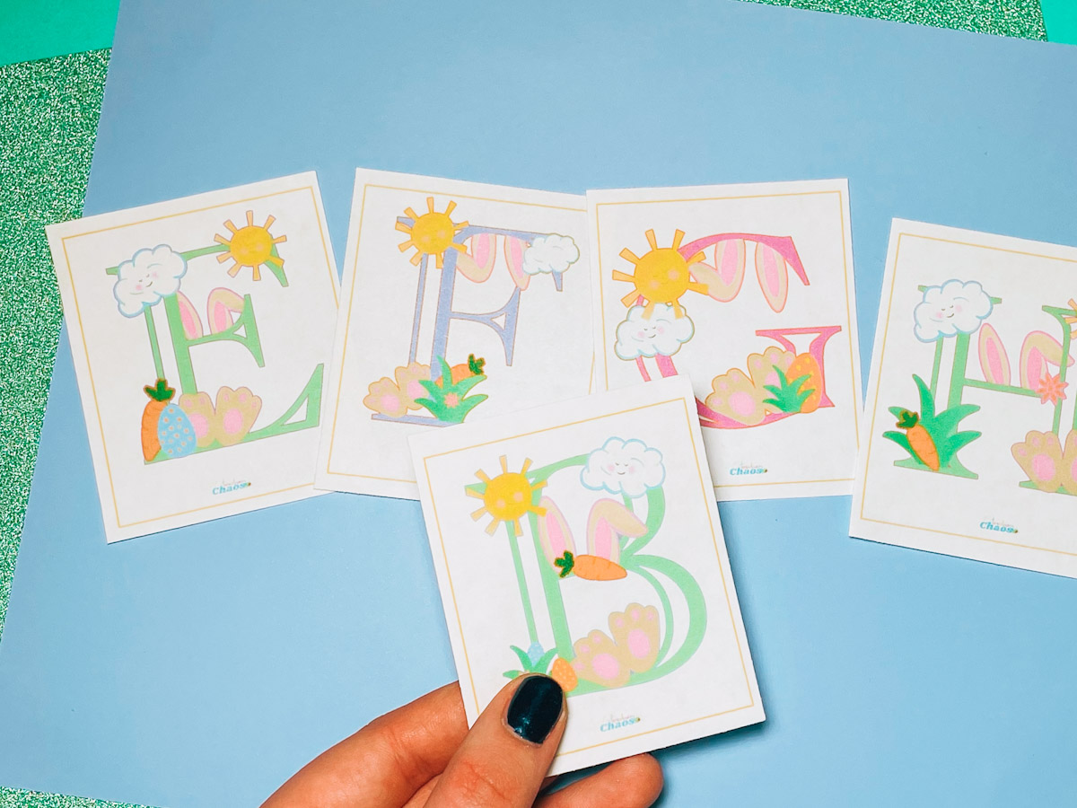Free Printable Easter Bunny Ears Alphabet Flash Cards ⋆ Extraordinary Chaos