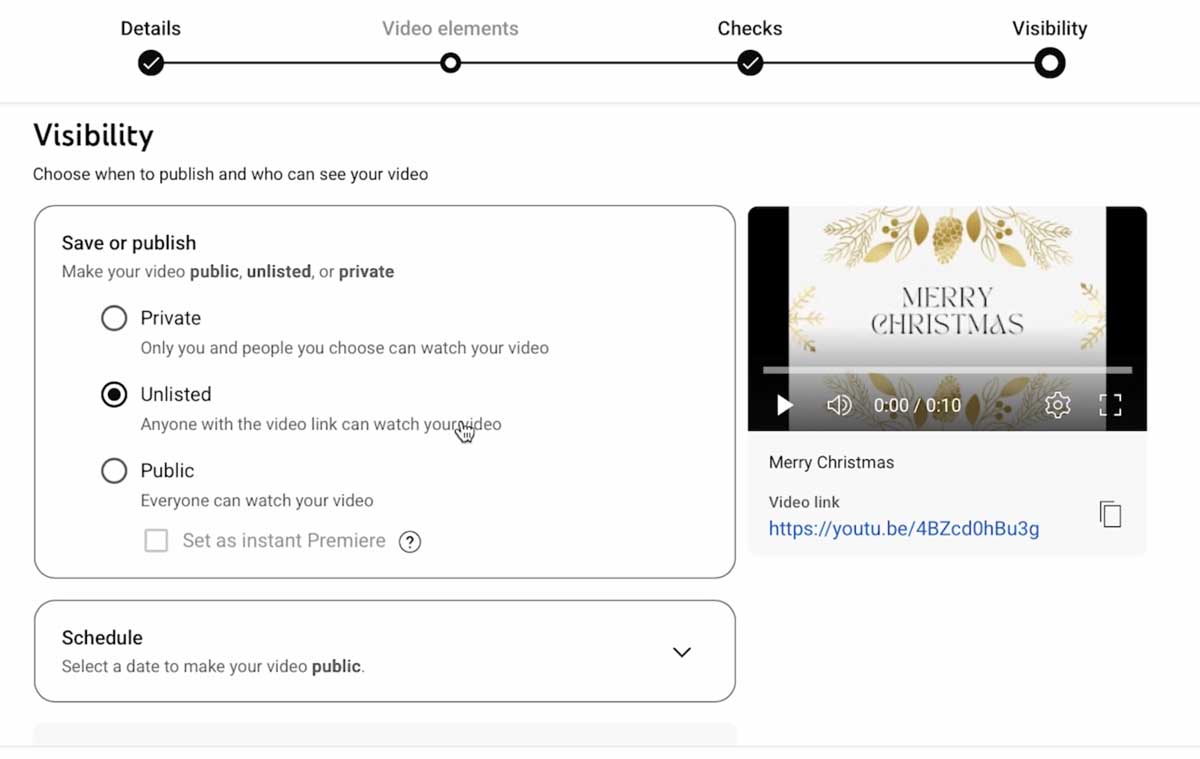 Save your video as unlisted
