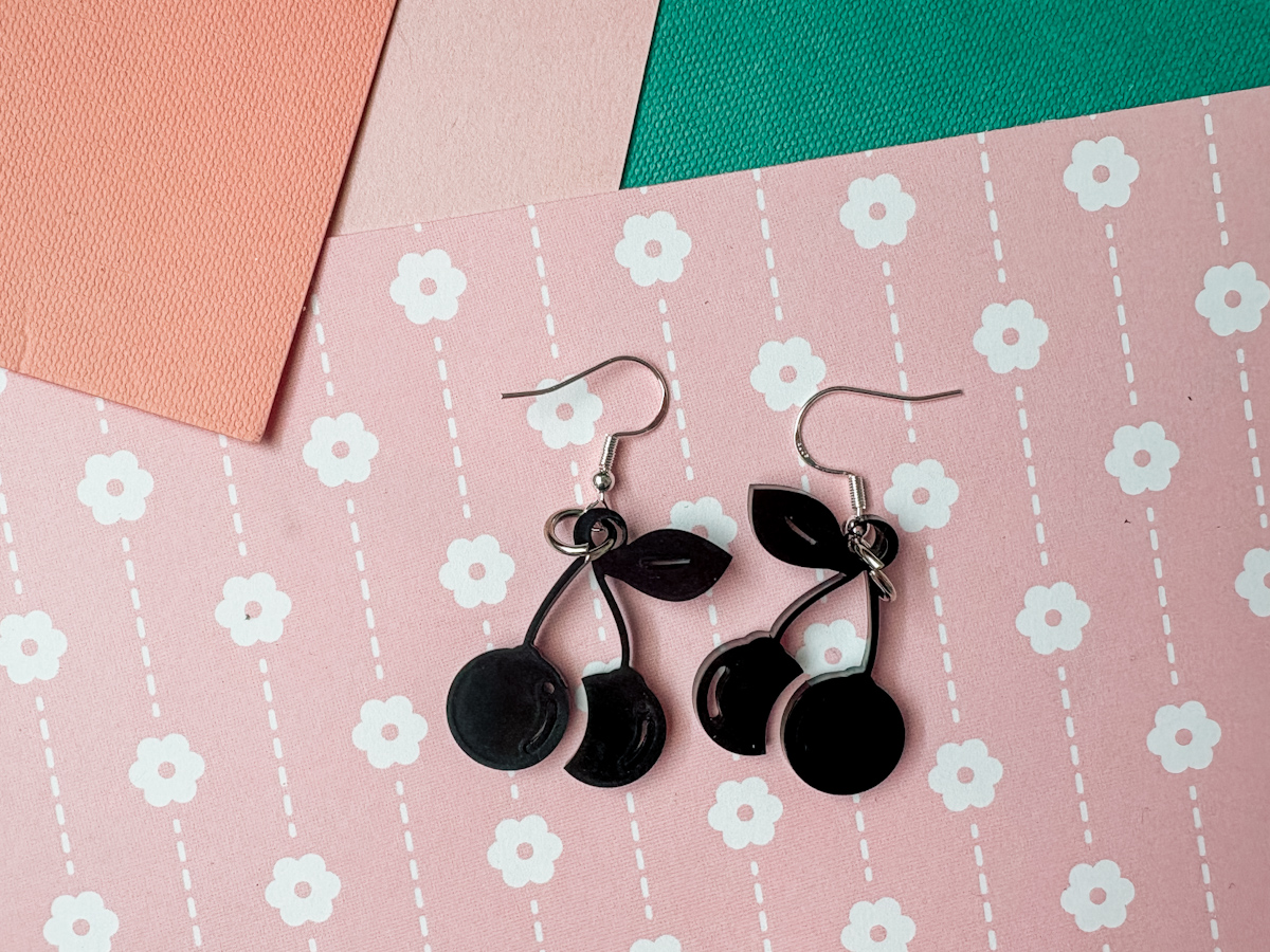 Cherry earings made on the xTool F2
