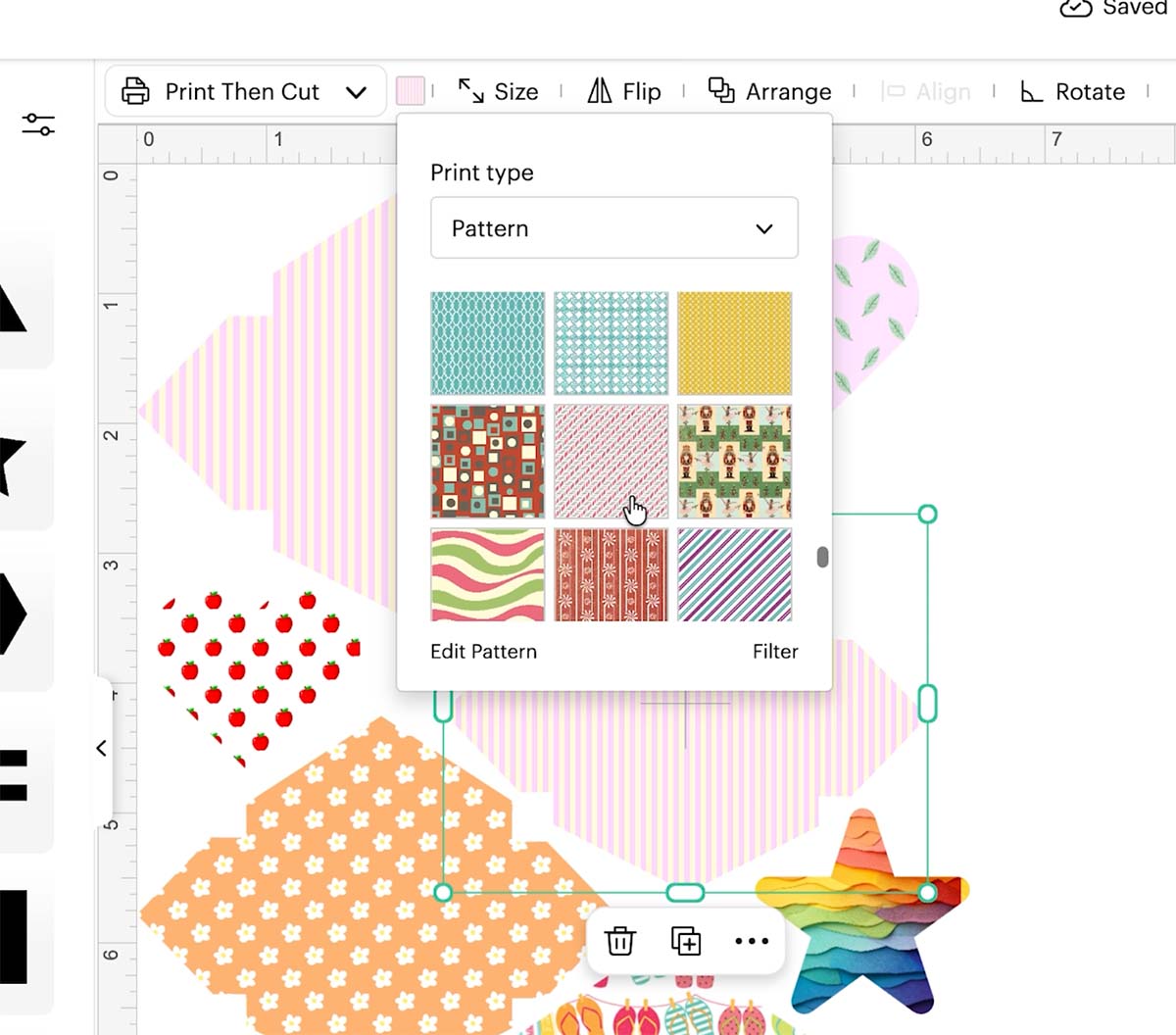 Add patterns to your print and cut images