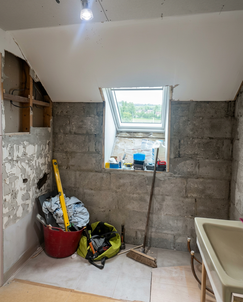 Bathroom back to brick