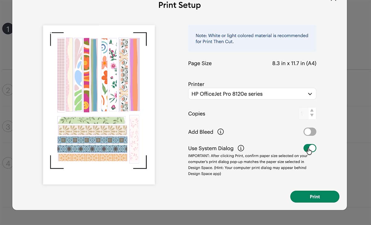 Send your Stickers to print and cut using the system setting for best quality
