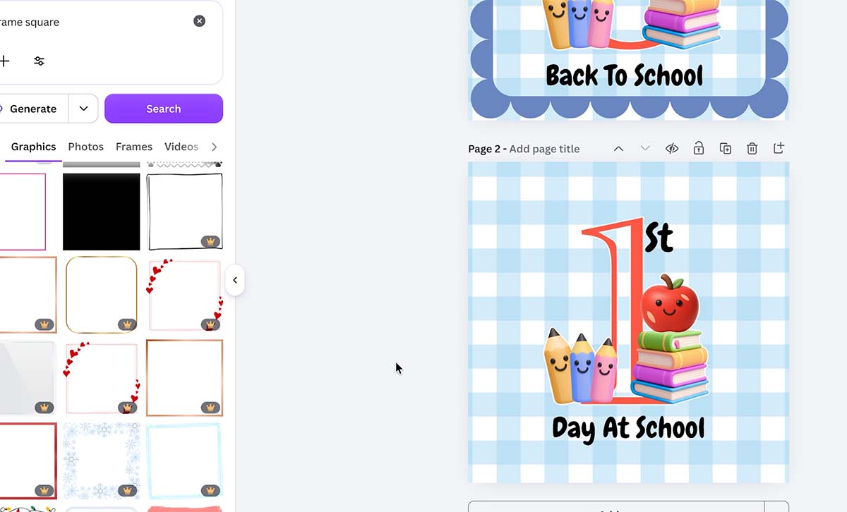 Add text to your cack to school cards