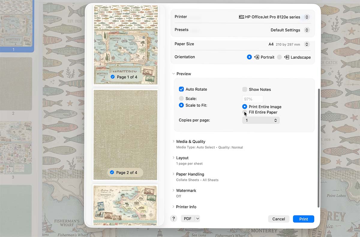 Print off your DIY journal paper using the best quality printer settings