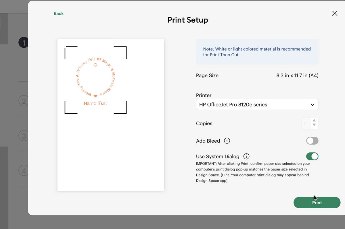 Print and cut the card background on your Cricut Joy